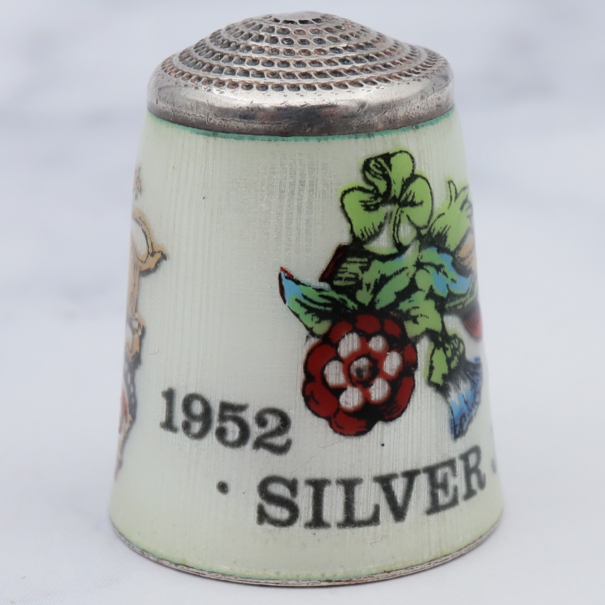 Vintage 1977 silver jubilee sterling & enamel English commemorative thimble